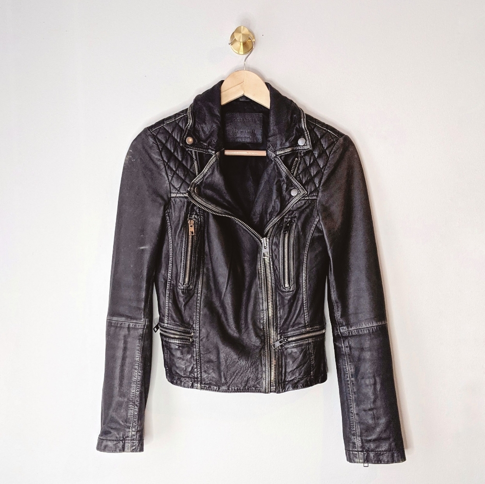 EUC Allsaints Cargo Leather Jacket US 4